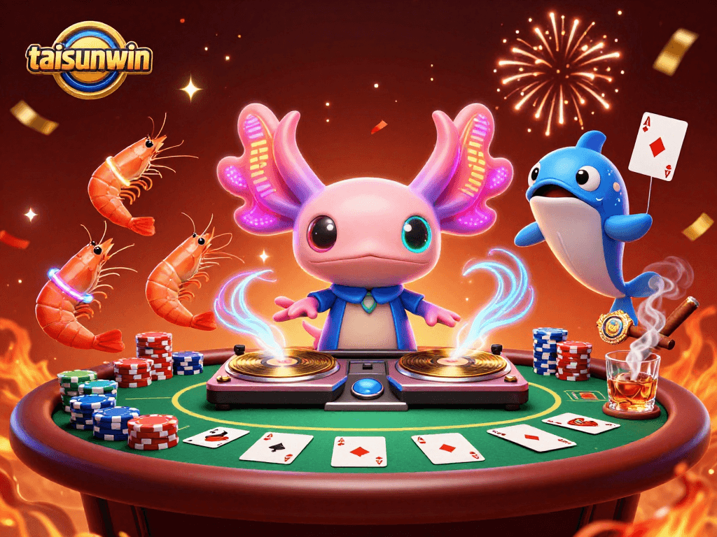 Experience the exhilarating taisunwin atmosphere with a vibrant 3D casino illustration.