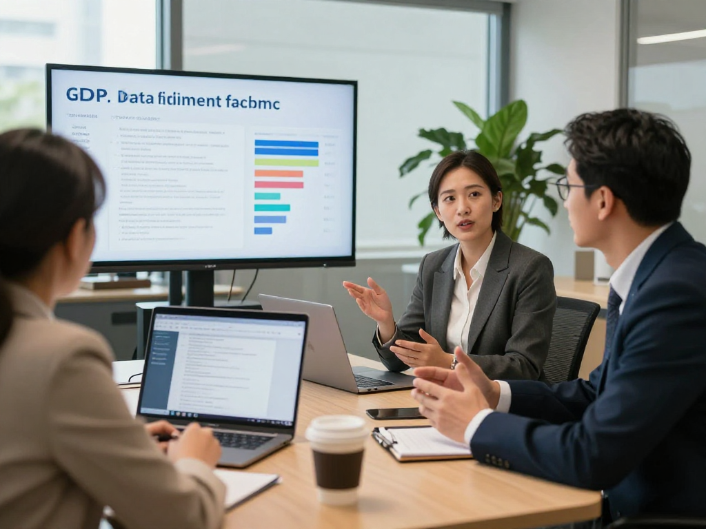Startseite mit Datenschutzberatung: Experte erklärt GDPR-Compliance in professionellem Umfeld.
