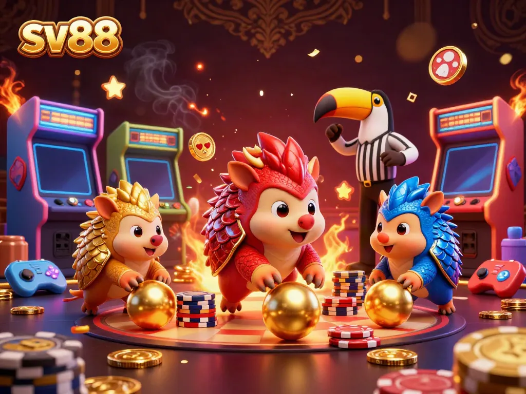 Experience thrilling gameplay with sv88 featuring pangolins competing in a vibrant casino environment.