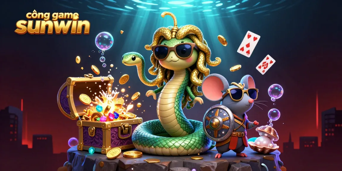 Experience thrilling action at cổng game sunwin with a dynamic underwater casino scene featuring vibrant characters and treasures.