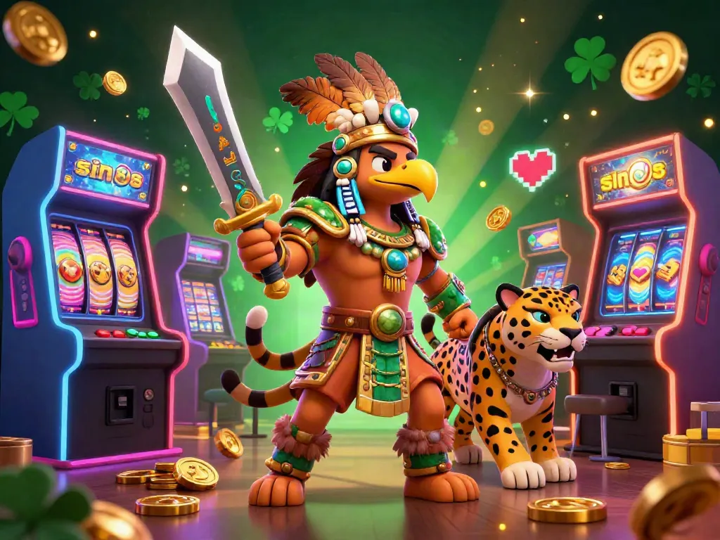 Engage in thrilling gameplay at sin88 com with a vibrant casino scene featuring colorful machines and iconic characters.