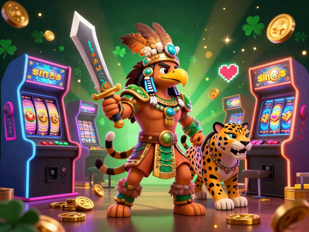 Engage in thrilling gameplay at sin88 com with a vibrant casino scene featuring colorful machines and iconic characters.