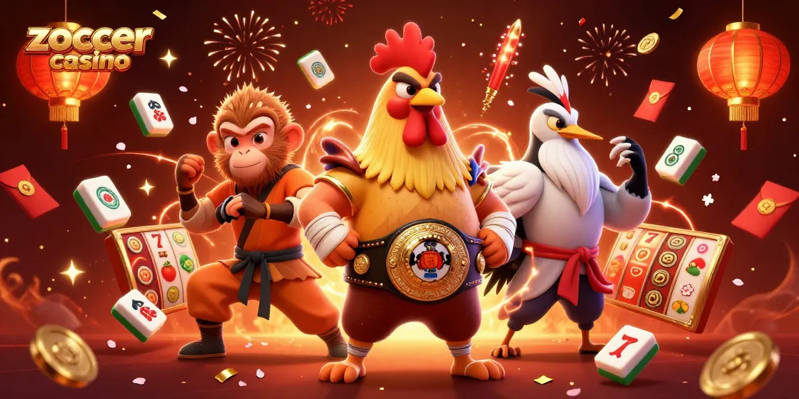 Spin the reels at zoccer casino with colorful characters and festive elements surrounding a vibrant gaming scene.